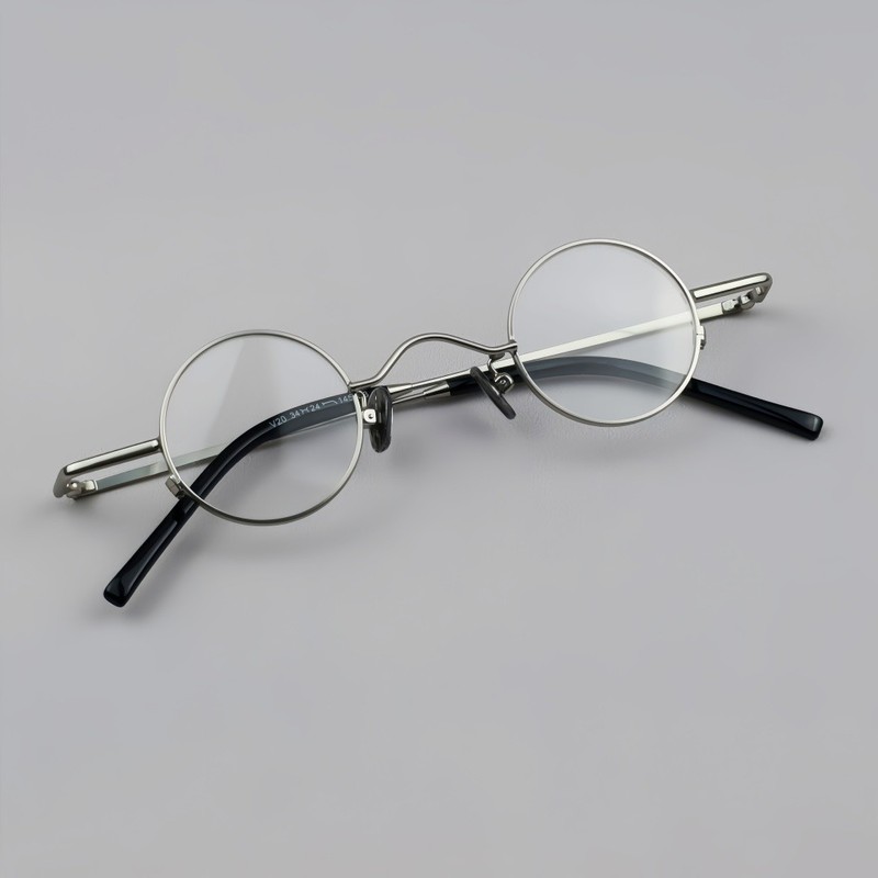 Retro Metal Small Round Eyeglass Frames Men Women Full Rim 35mm Glasses Eyewear