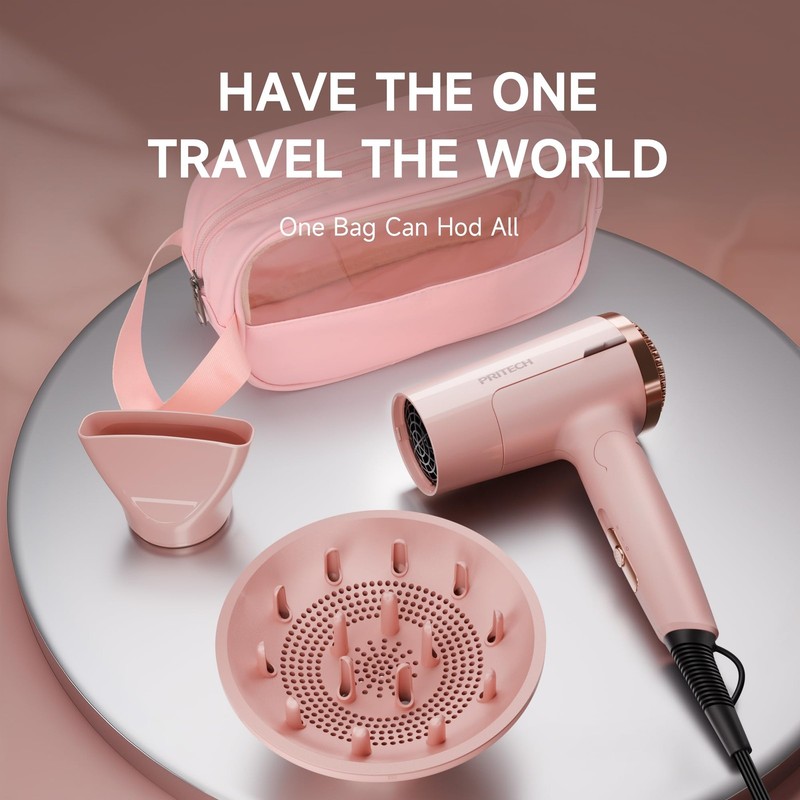 1250W Dual Voltage 110V/220V Foldable Travel Hair Dryer Diffuser EU Plug gallery