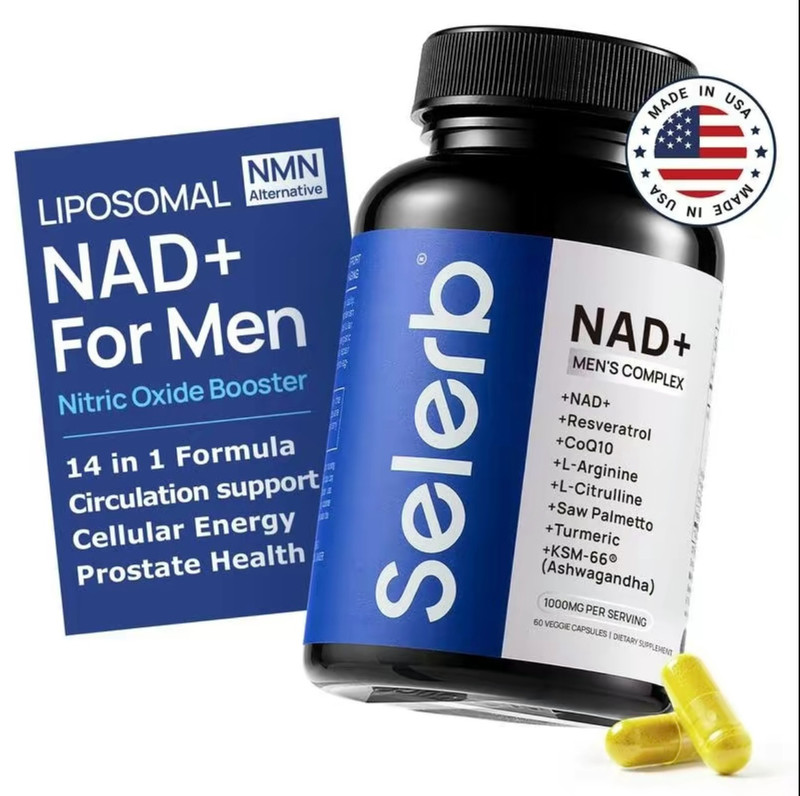 NAD+ Supplement for Men – Circulation & Prostate Support, 60 Caps Natural Dietar