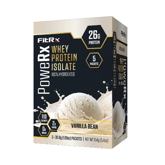FitRx PoweRx Whey Protein Isolate – Vanilla Bean High Protein Powder, 26g 5.4oz
