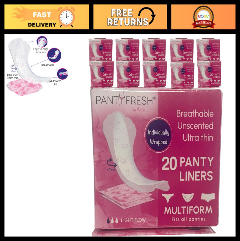Ultra Thin Unscented Panty Liners – Individually Wrapped, Fits Thong & Regular P