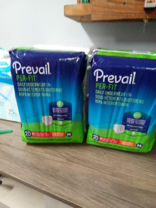 2pkg Prevail Daily Underwear M, 34-46 in Extra Absorbency 2 Bags 20 Ct 776 Dt