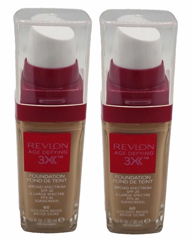 (2 Pack) Revlon Age Defying 3XX Foundation- 60 GOLDEN BEIGE