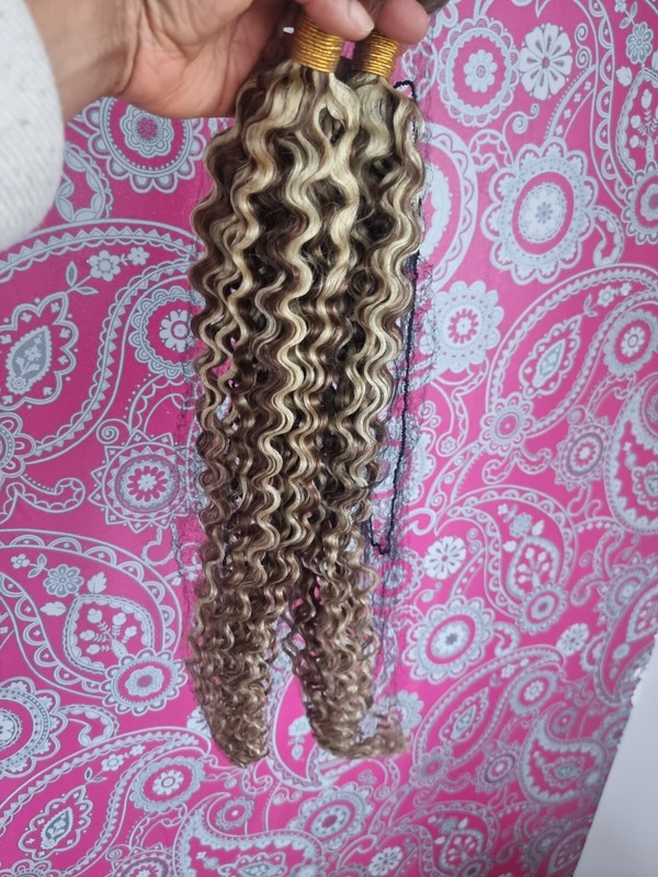 12A 8#/613# BALAYAGE BRAZILIAN HUMAN HAIR BUNDLES DEEP WAVES CURL 200g 32+32INCH gallery