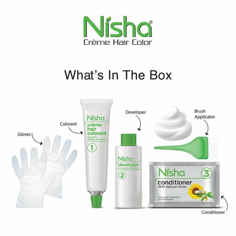 Nisha Creme Hair Color No Ammonia Creme Developer Conditioner 60 GM 90 ML 12 ML gallery