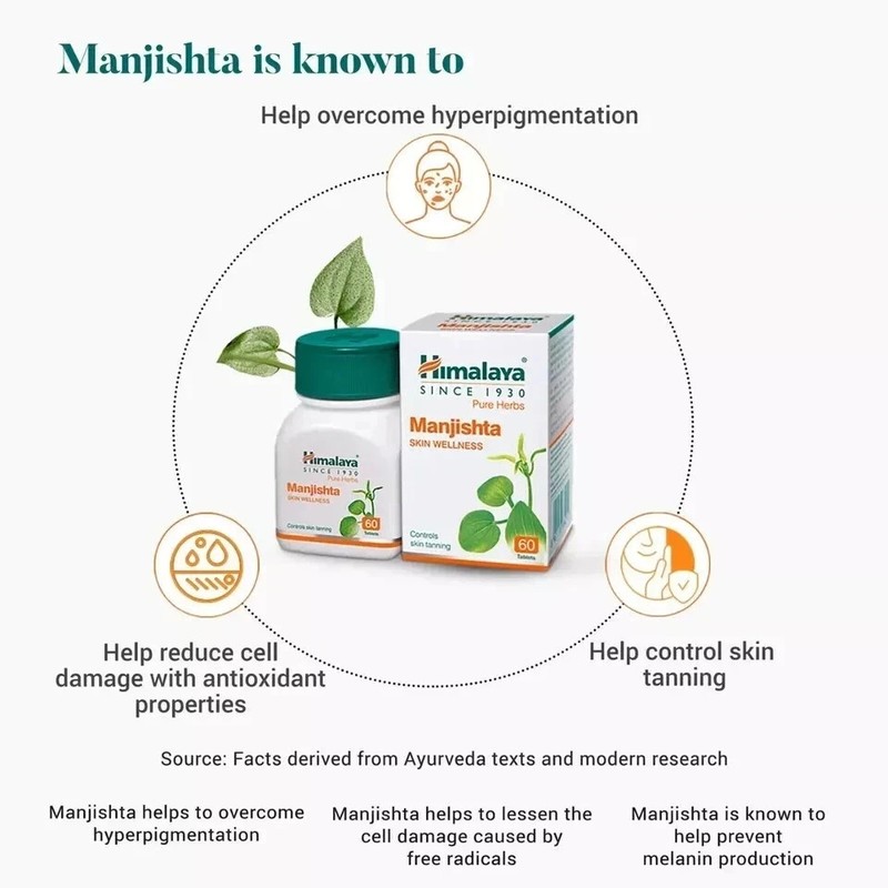Himalaya Manjishtha 60 Tabs x10 | Skin Tanning Control | Free Ship | Herbal gallery