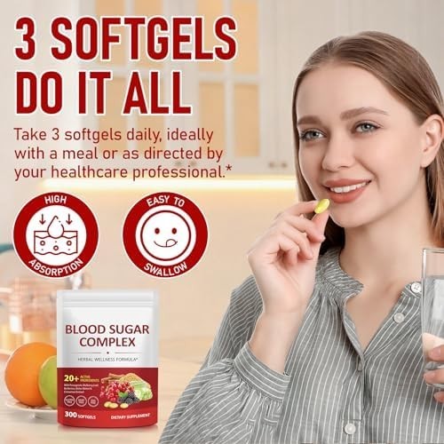 300 Softgels Blood Sugar Complex Supplement | 20+ 300 Count (Pack of 1) gallery
