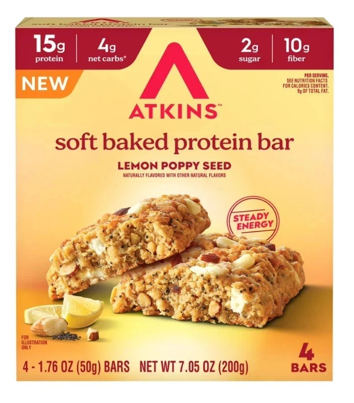 Atkins Soft Baked High Protein Bar, Vanilla Macadamia Nut Flavored, 15g of Prote