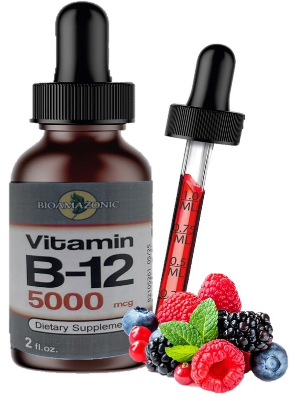 Vitamin B12 Sublingual Liquid Drops 5000mcg Natural Energy Booster (2 oz)