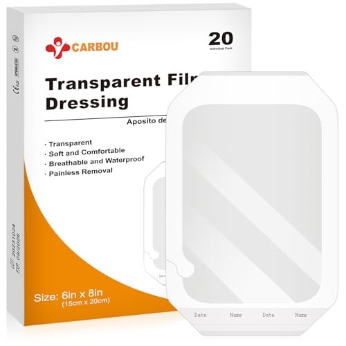 Transparent Film Dressing,6″ x 8″ Pack of 20 Waterproof 6 x 8 Inch(Pack of 20)