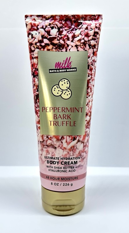 1-Pack Bath & Body Works Milk PEPPERMINT BARK TRUFFLE Hydration Body Cream 8 oz