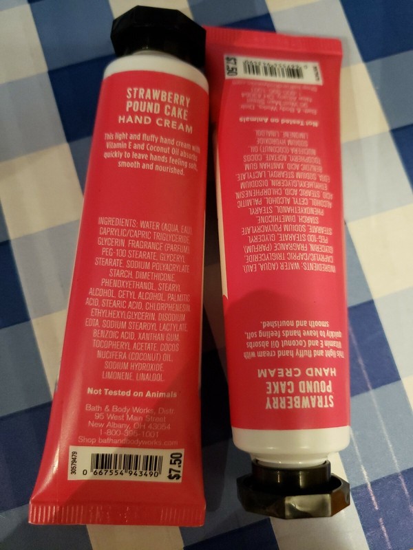 (2) Bath & Body Works STRAWBERRY POUND CAKE Shea Butter Hand Cream Tube 1oz gallery