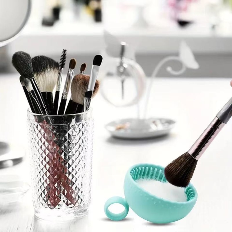 1pc Makeup Brush Cleaner Silicone Scrubber Non-slip Bowl gallery