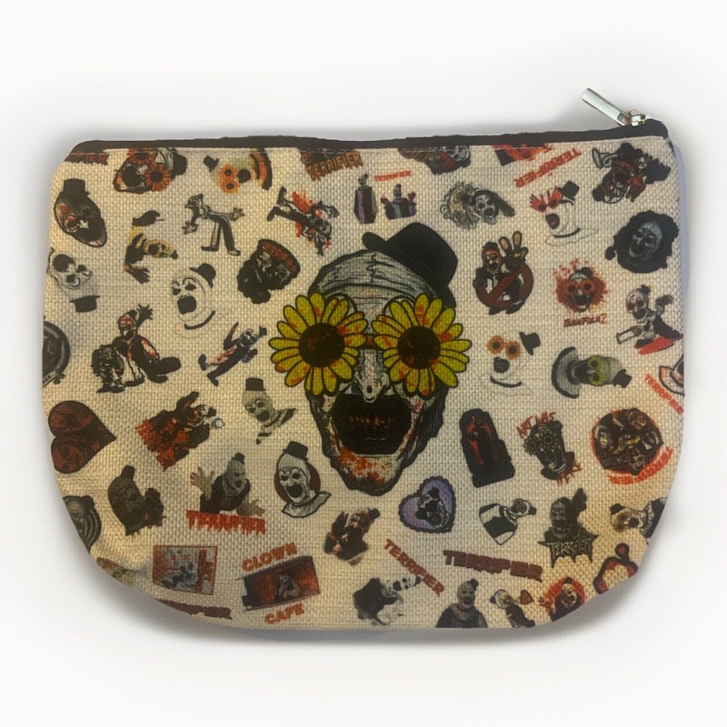 ART The Clown Terrifier Large Makeup/Travel/Utility/Stash Bag Zipper Horror Case