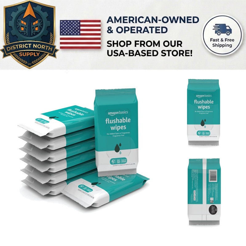 Flushable Adult Toilet Wipes – Fragrance-Free & Eco-Friendly, 336 Total Wipes