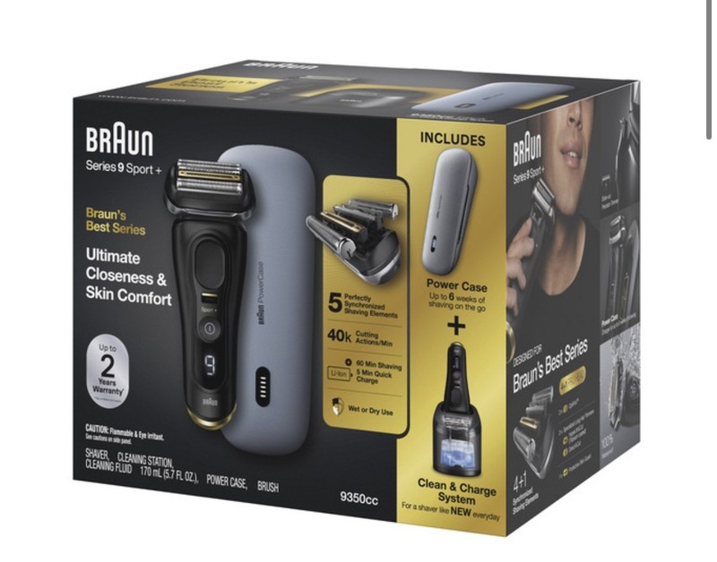 BRAUN Series 9 Sport Shaver Wet & Dry Clean & Charge System & POWER CASE 9350CC