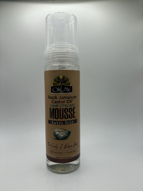OKAY Black Jamaican Castor Oil Styling Mousse for Unisex – 7.5 oz Mousse