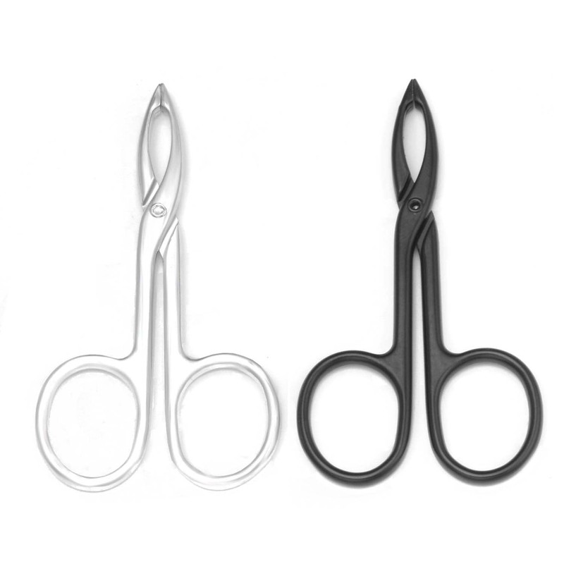 2 Piece Scissor Handle Straight Tip Eyebrow Tweezers for Hair Removal