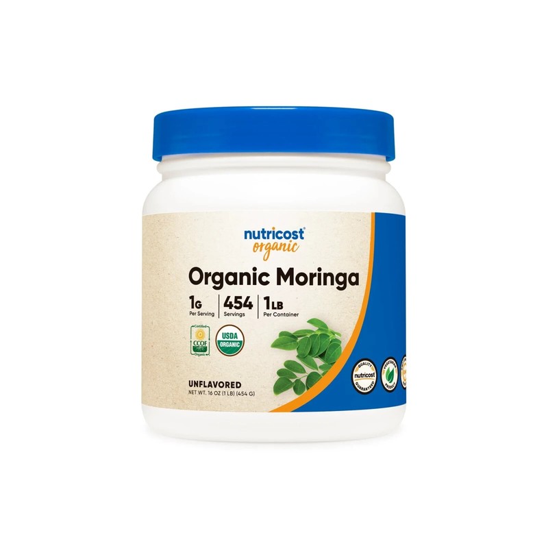 Nutricost Moringa Organic Powder 1LB (16oz) – Gluten Free, Non-GMO – EXP 01/2028