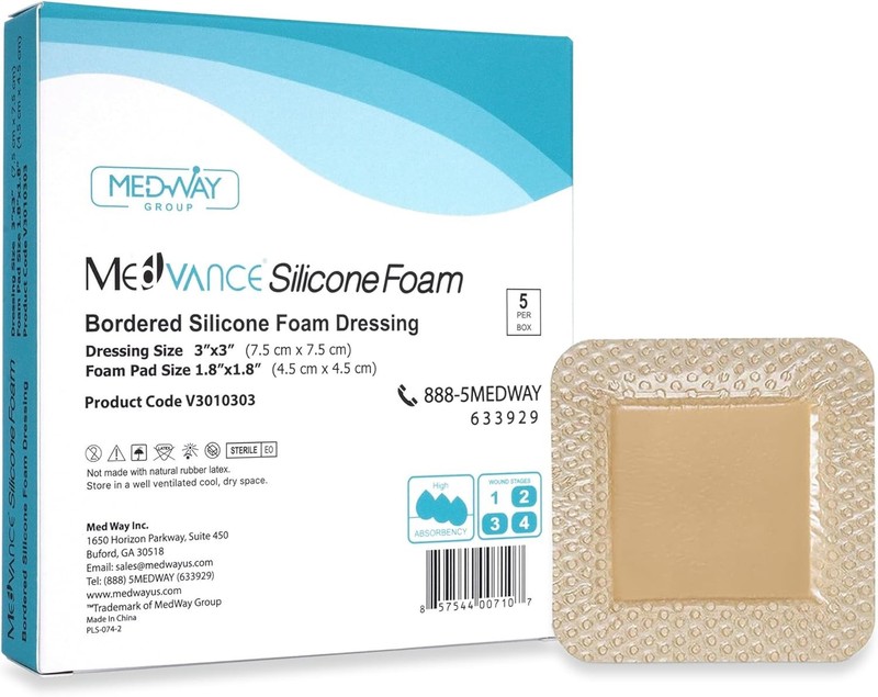 MedVanceTM Silicone – Bordered Silicone Adhesive Foam Dressing, Size 3″x3″,