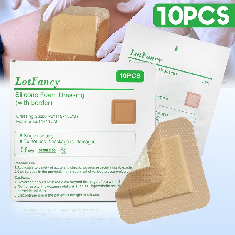 Silicone Foam Dressing with Border Adhesive Waterproof 6"X6"(15 X15cm) For Wound gallery