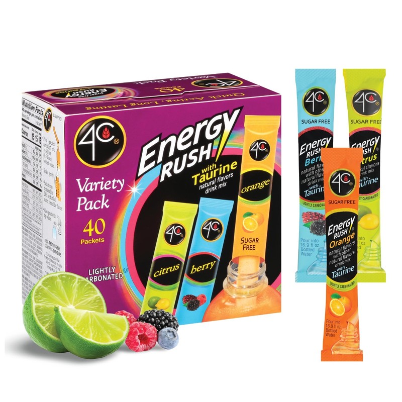 4C Energy Rush Stix, Variety 1 Pack, 40 Count, Single 11 Ounce (Pack of 1)