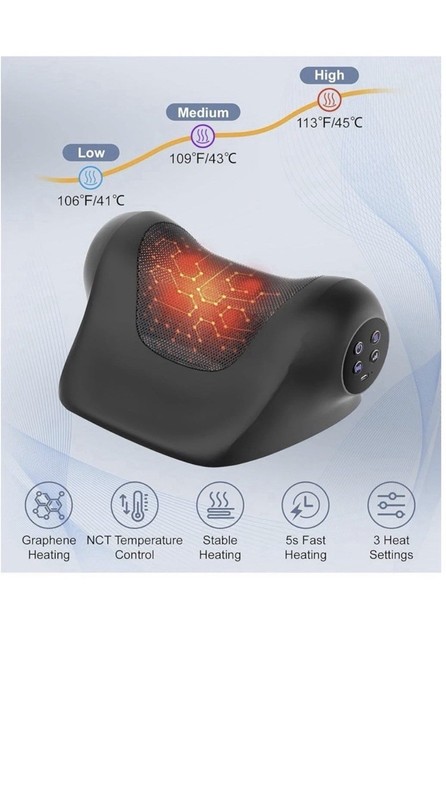 Ringco Heated Neck Massager Red Light Vibration Remote Control Adjustable, Black gallery