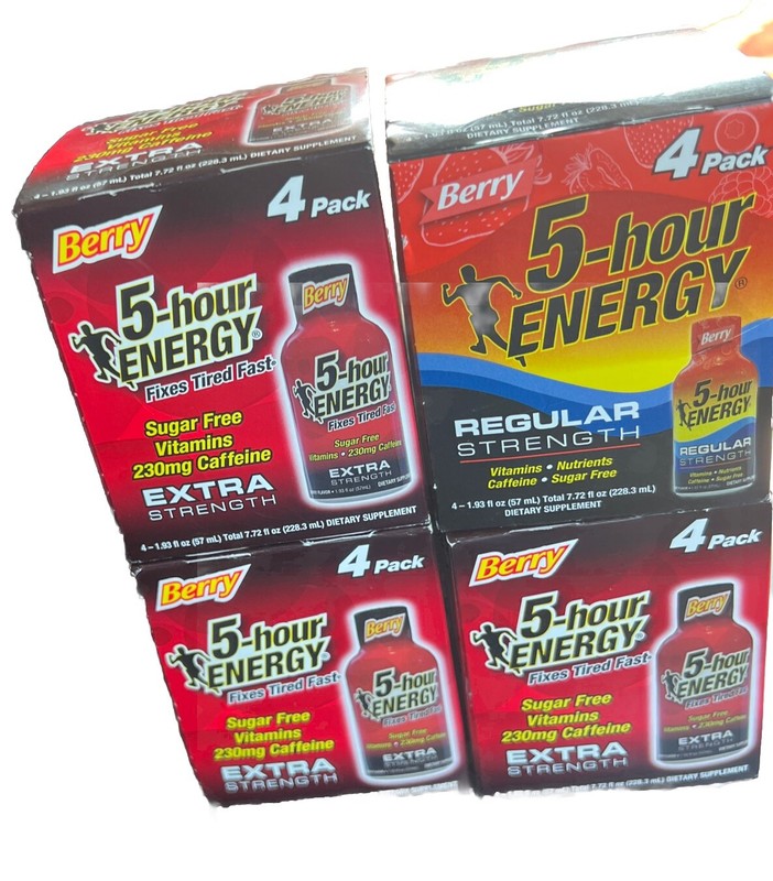 4-PK 5-hour ENERGY Regular & Extra Strength Berry 1.9 oz | X-5/26 (3) 4/25 (1)