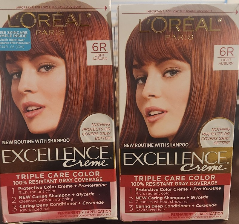 Lot Of 2 L’oreal Paris Excellence Creme Triple Care Color 6R Light Auburn!