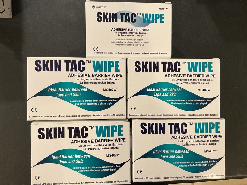 250 (5 boxes of 50) Torbot MS407W Skin Tac Wipe Adhesive Barrier Wipes