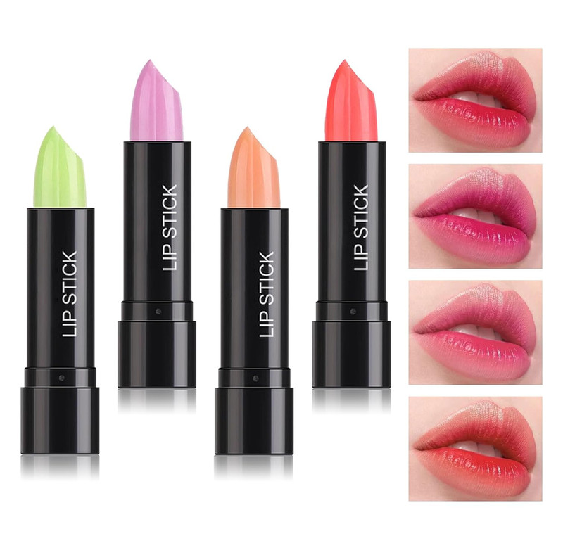 4PCS Color Changing Lip Gloss Set,Waterproof Tinted Lip Stain,Magic Color Changi