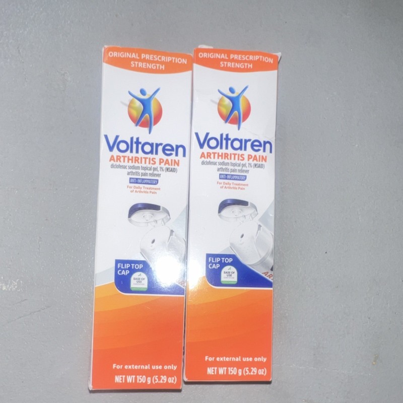 TWO Voltaren Arthritis Pain Gel Original Presc Strength 150g Flip Top Exp 07/27
