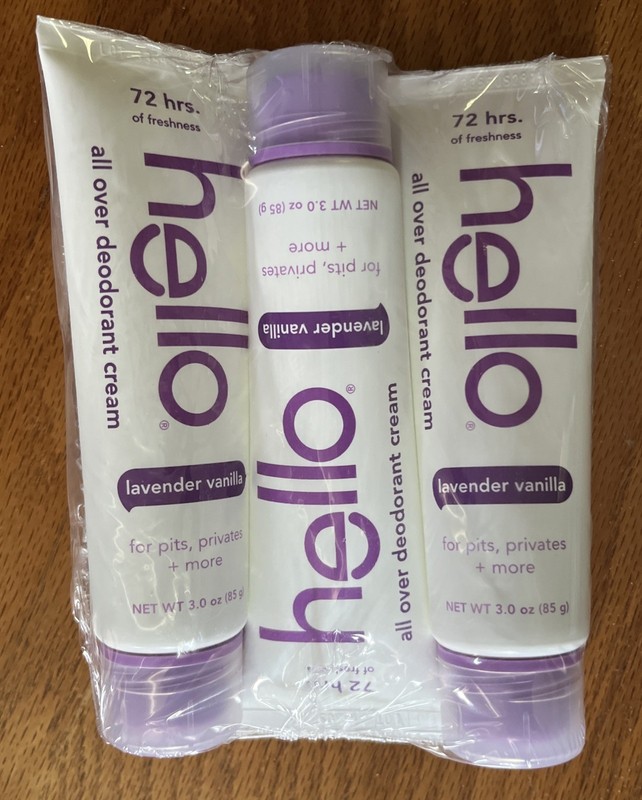 12 Pack Hello All Over Deodorant Cream Lavender Vanilla 3oz Each Exp Dec/2025