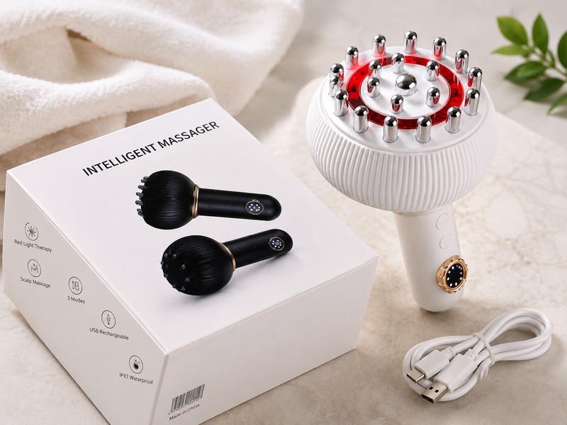 Intelligent Cordless Handheld Massager BM-044-1 White Vibration Light Therapy gallery