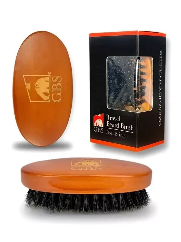 G.B.S Men’s 100% Boar Bristle Wooden Handle Beard Brush Brown