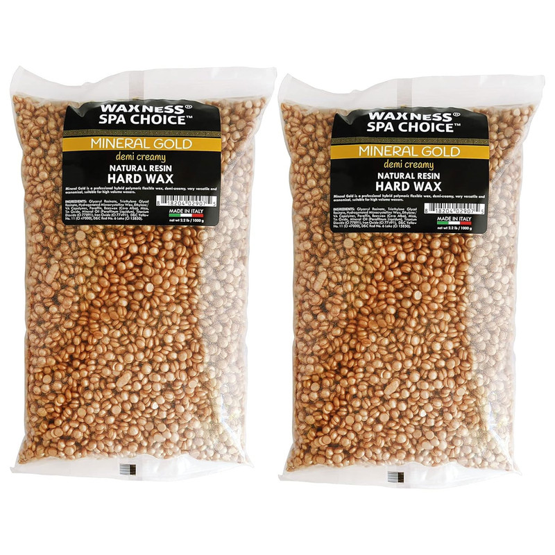 Waxness Spa Choice Mineral Gold Demi Creamy Hard Wax Beads 2.2 Lb / 1 Kg Pack