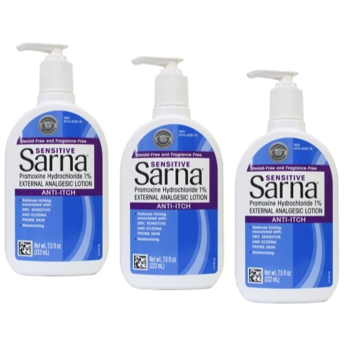 3 Pack Sarna Sensitive Anti Itch Lotion 7.5 Ounce 222 Ml Each