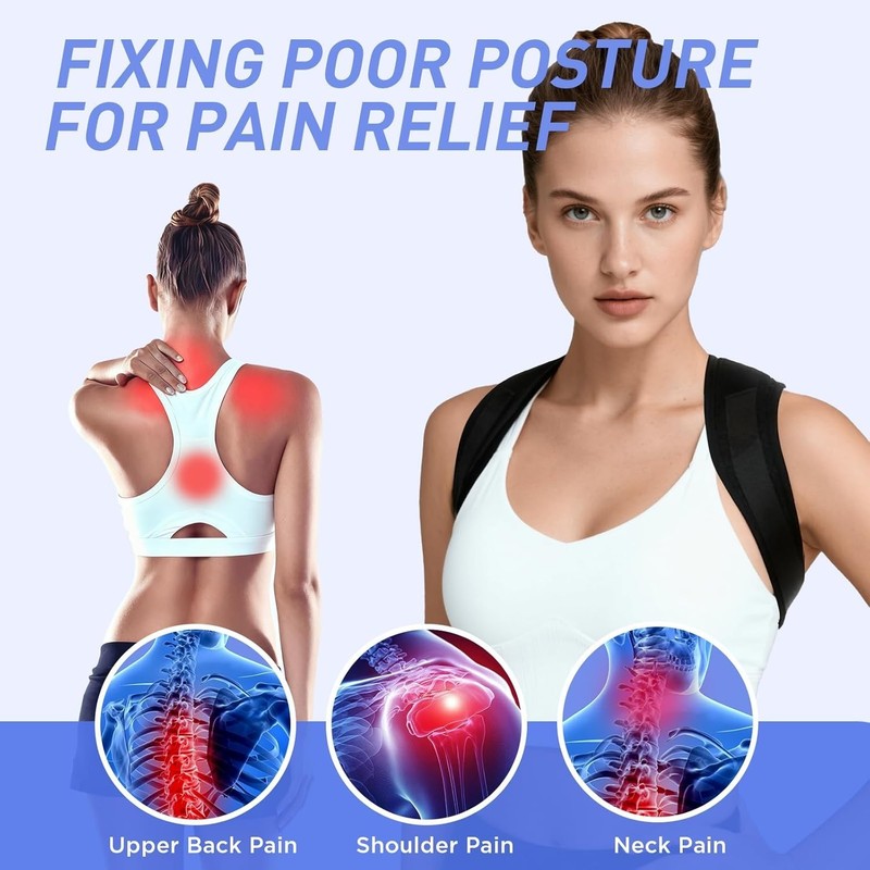 Posture Corrector for Adults - Adjustable Back Brace for Neck & Shoulder Relief gallery