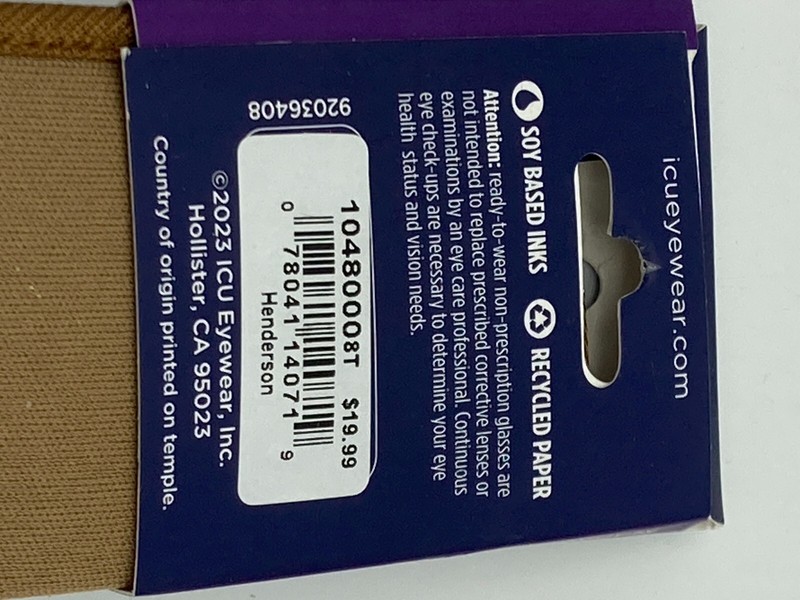 ICU Eyewear Henderson Black Reading Glasses Readers with Case +3.00 gallery