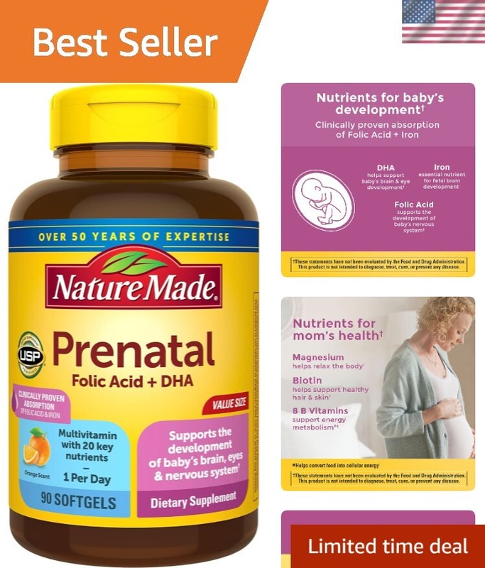 Complete Prenatal Multivitamin with DHA & Folic Acid – 90 Softgels, Made in USA