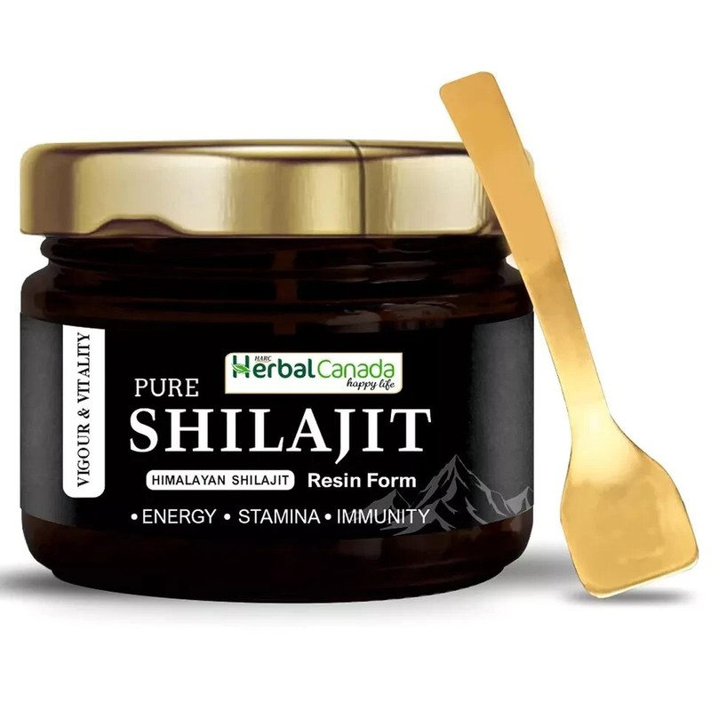 Pure 100% Himalayan Shilajit Resin | 20 Gram Jar (60 Servings) + Measuring Spoon