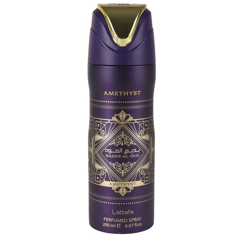 Lattafa Badee Al Oud Amethyst Perfumed Deodorant 6.67 oz Spray Unisex | Woody