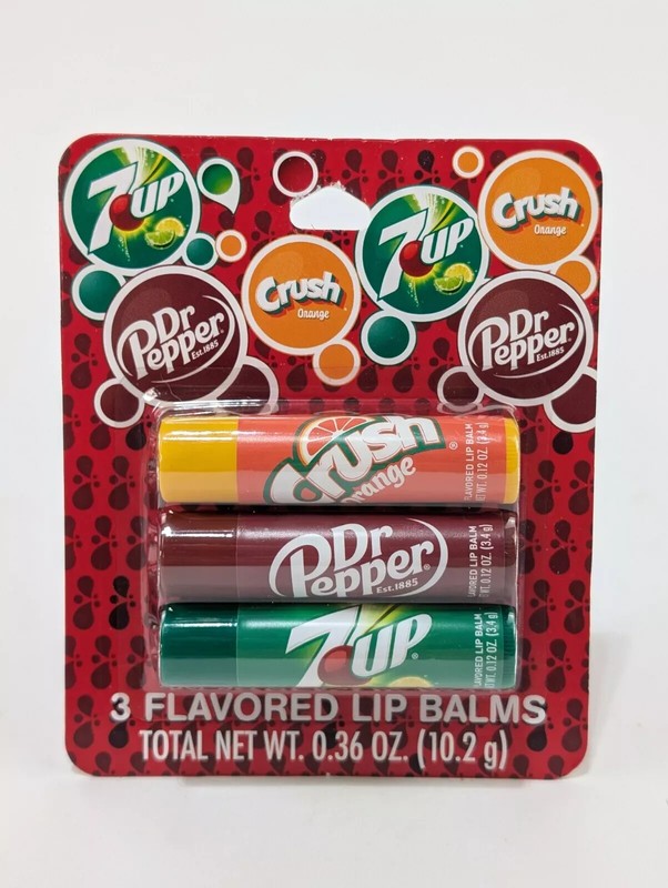 3 Pack Taste Beauty Orange Crush Dr Pepper 7Up .12 oz Lip Balm Fresh Sealed gallery