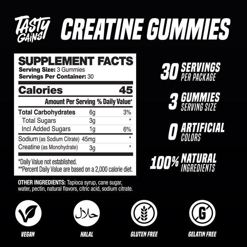 Tasty Gains Creatine Gummies - 90G Of Creatine Monohydrate - Workout gallery