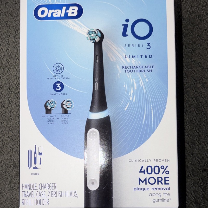 Oral-B iO Series 3 Limited Black Electric Toothbrush Kit w/ Case, 2 Heads