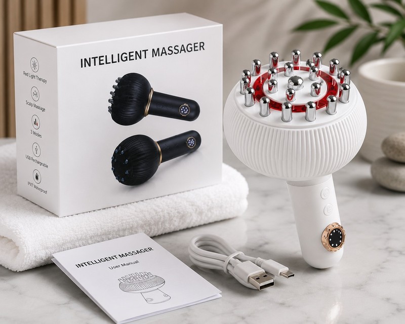 Intelligent Cordless Handheld Massager BM-044-1 White Vibration Light Therapy gallery