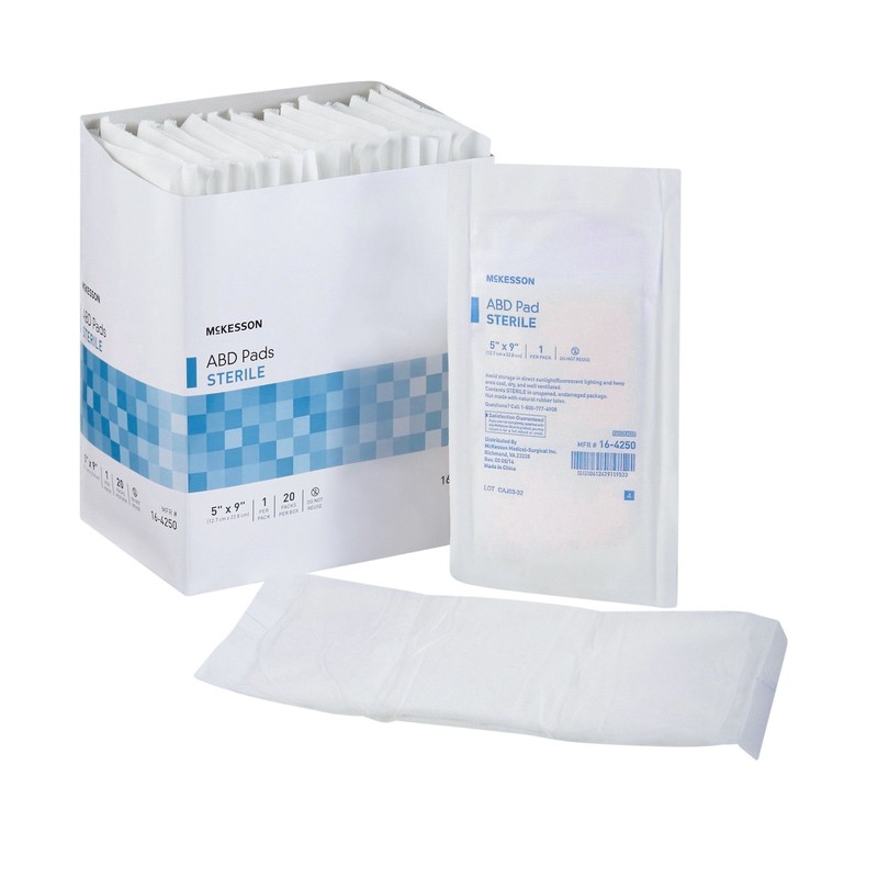 McKesson Abdominal Pads ABD Sterile 5″ x 9″ Gauze Bandage Pads 16-4250 120 Ct