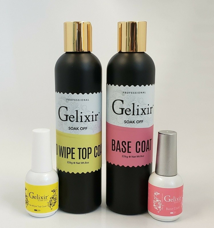 Gelixir Top Coat No Wipe + Base Coat Bundle On Sale!(4pcs)