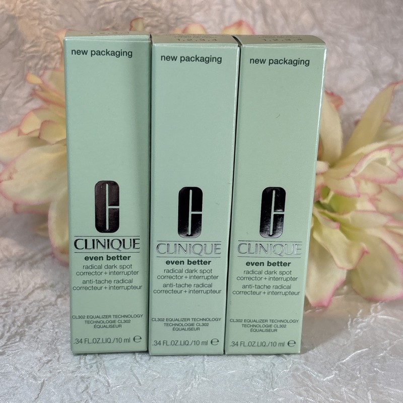 3x Clinique Even Better Clinical Radical Dark Spot Corrector + Interrupter .34oz