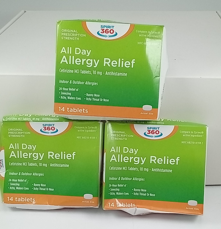 (3 Pack) Spirit 360 – All Day Allergy Relief 10 mg – 14 Tablet Ea. BB DATE 2026
